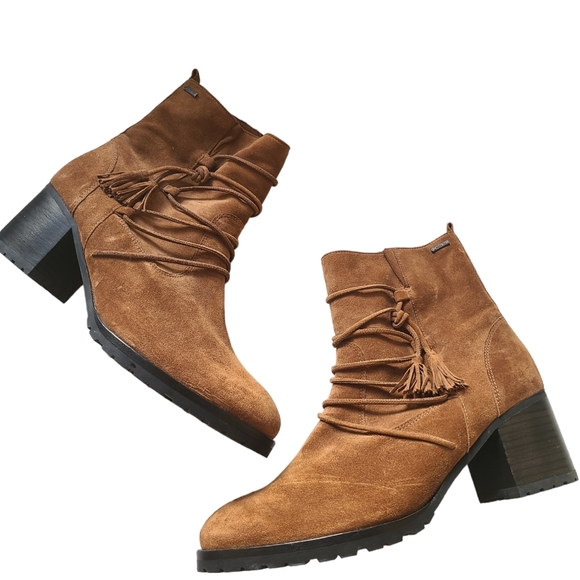 Kennel & Schmenger Gortex Sue Lace Tan Suede Ankle Booties Size 6.5 - Picture 4 of 10